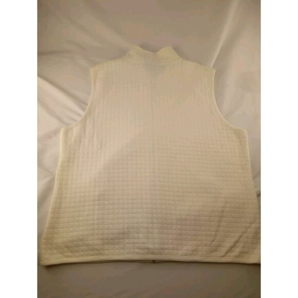 Womens Quilt Pattern Vest XL Karen Scott Off White Zip Front Stand Collar SZ XL - Picture 3 of 3